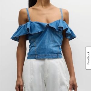 Moschino Jeans Ruffle Chambray Top